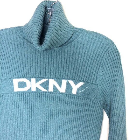 Vintage 9s Dkny Sweater Ribbed Turtle 